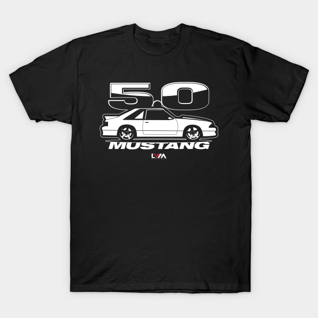 Foxbody 5.0 Ford Mustang Side GT T-Shirt by LYM Clothing